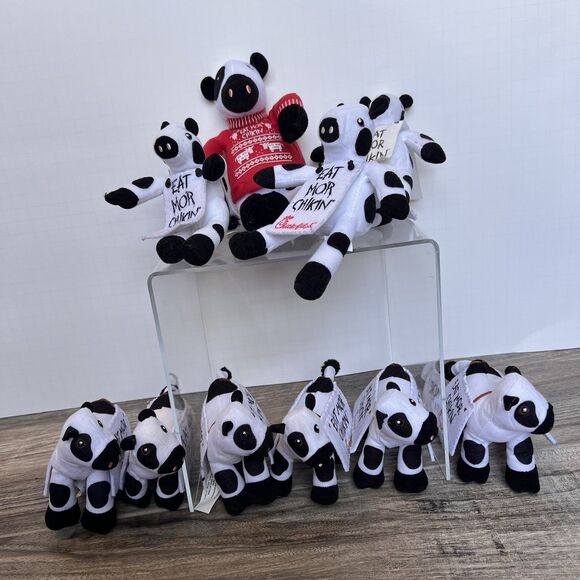 Chick-fil-A EAT MORE CHIKIN Cow Plush Lot of 10 Assorted Plush Christmas - Picture 1 of 10